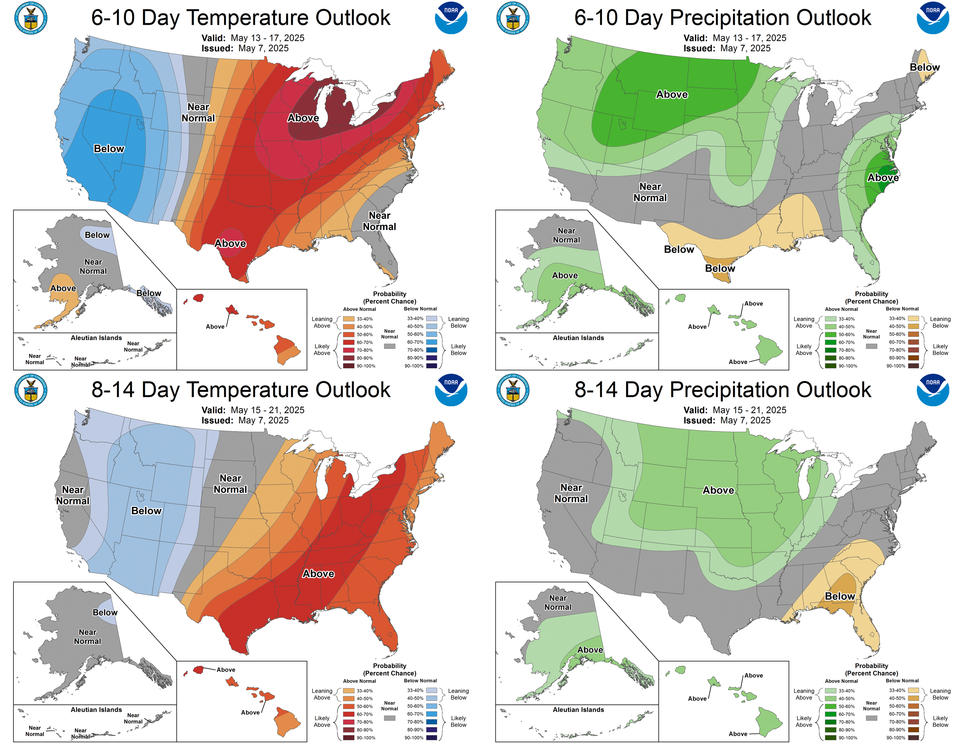 The 6-10 and 8-14 temperature and precipitation forecast for the U.S.